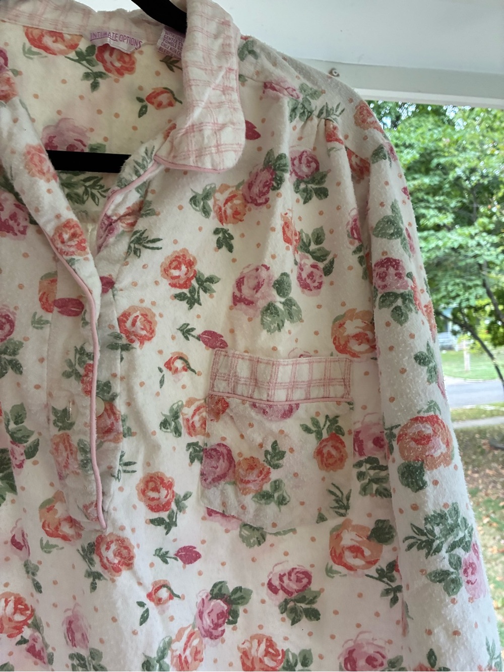 Vintage Women's Floral Pink 100% Cotton Pajama Shirtdress